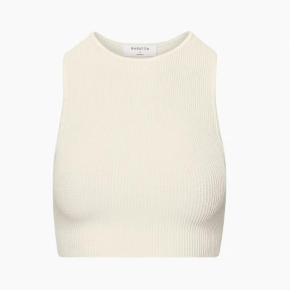 Aritzia Babaton Sculpt Knit Racer Cropped Tank - Matte Pearl